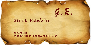Girst Rabán névjegykártya
